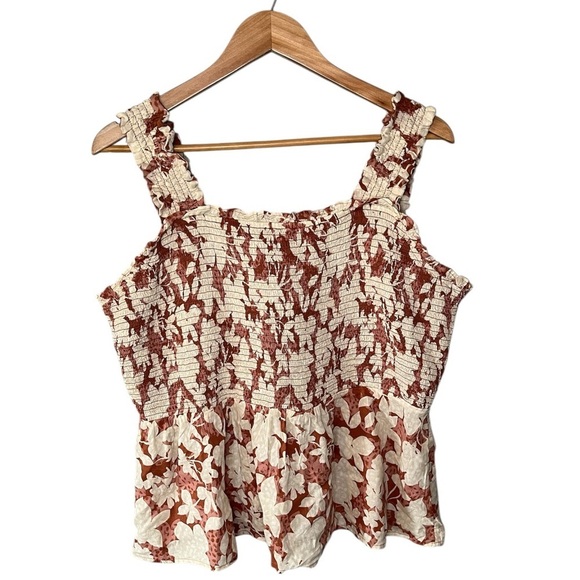 NWT Old Navy Sleeveless Smocked Bodice Floral Print Top Ginger - Picture 3 of 12